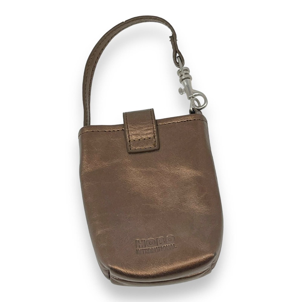 NWOT Hobo International Leather Phone Holder Bag Case with Strap Gold Bronze